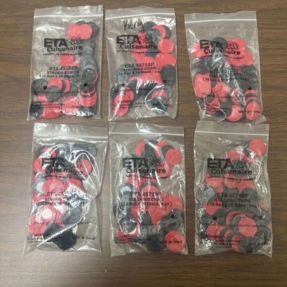 ETA Cuisenaire Stacking Chips 2- Color Counters  Teacher Resources Red Black EUC